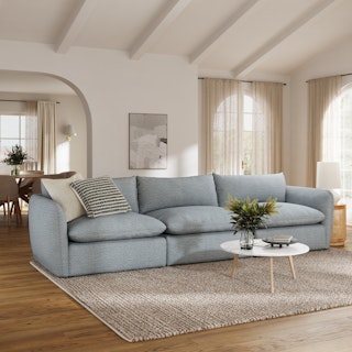 Leigh 131.5" Modular Sofa - Silver Light Blue