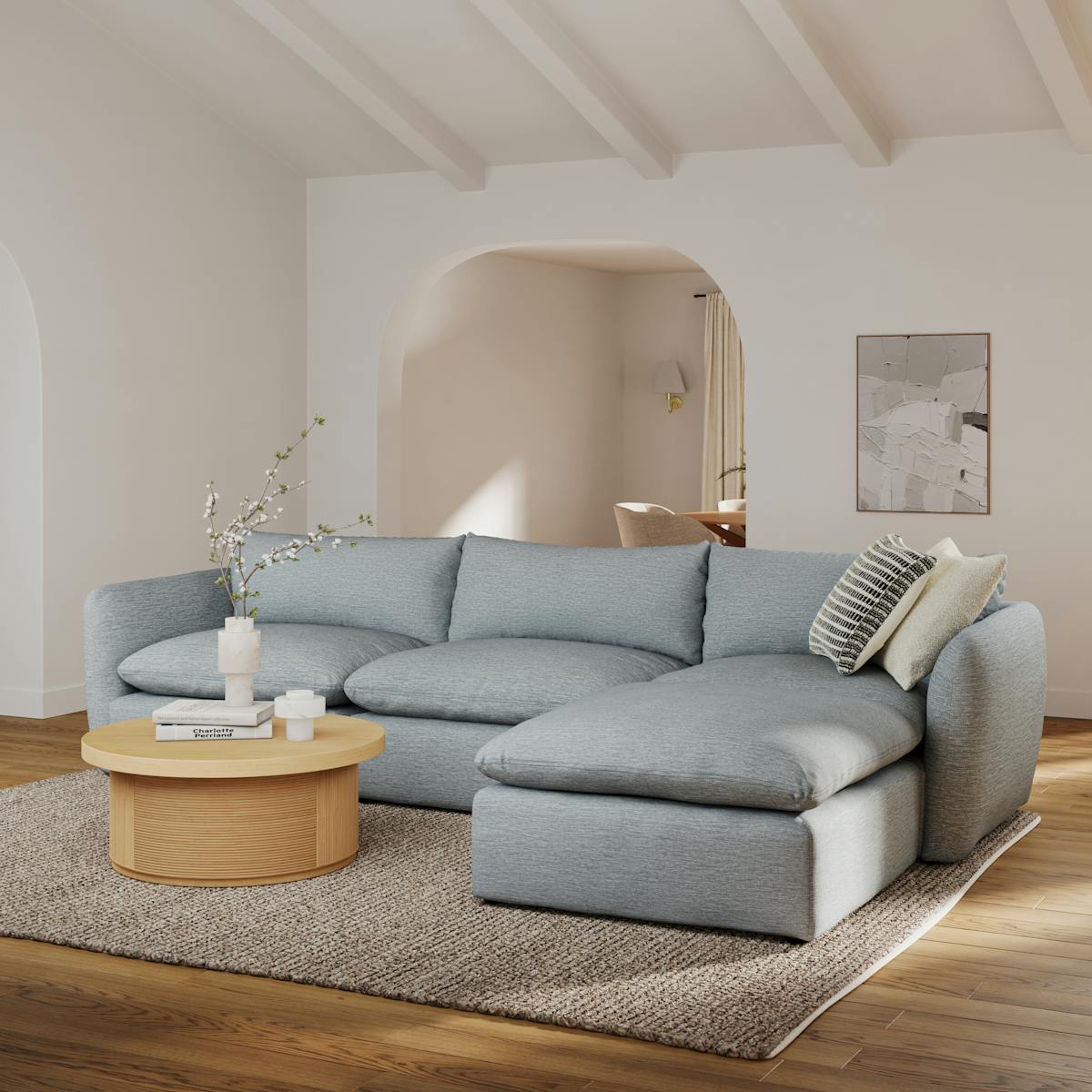 Leigh Silver Light Blue Modular & Reversible Sectional Sofa | Article