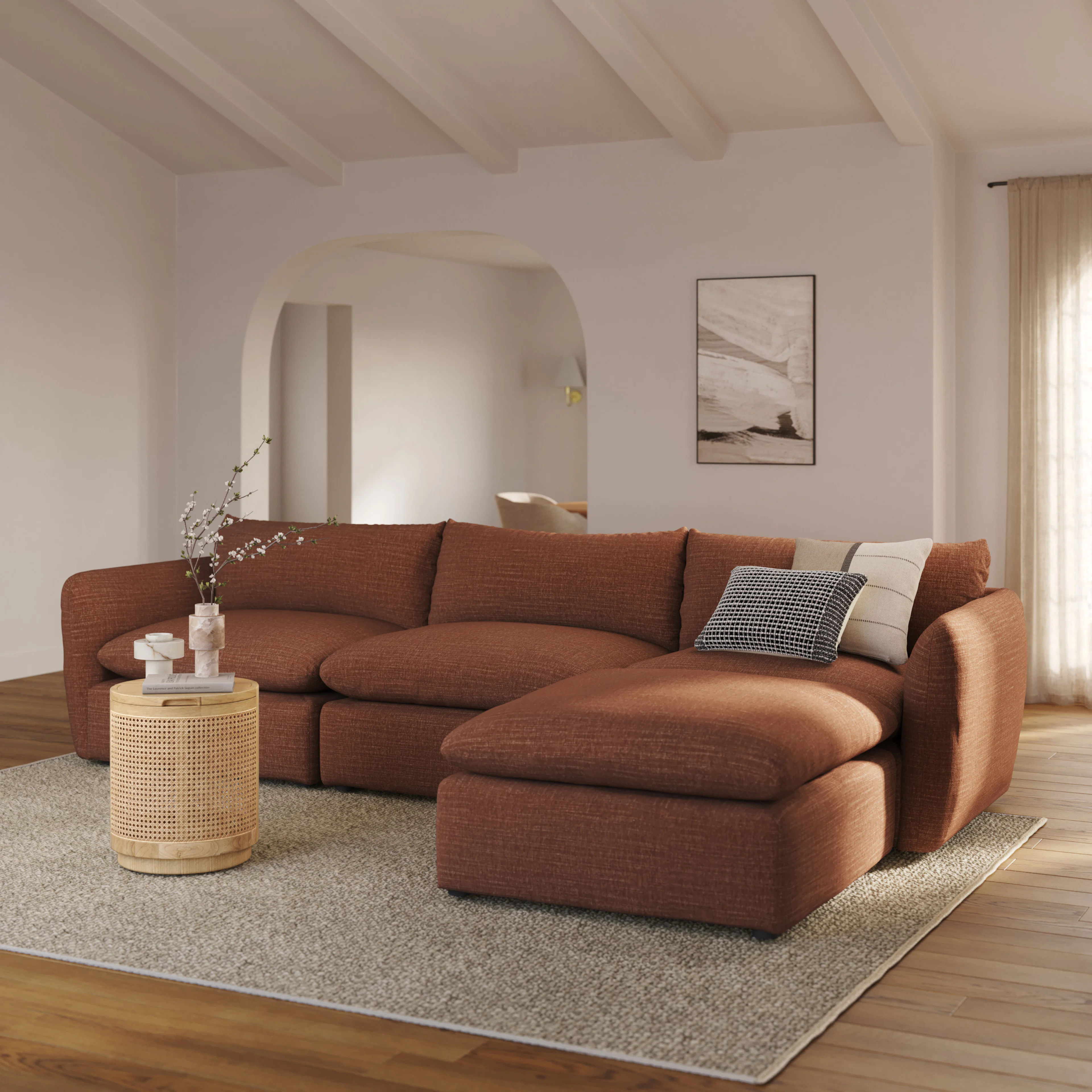 Leigh 131.5" Modular Sectional Sofa - Napa Rust