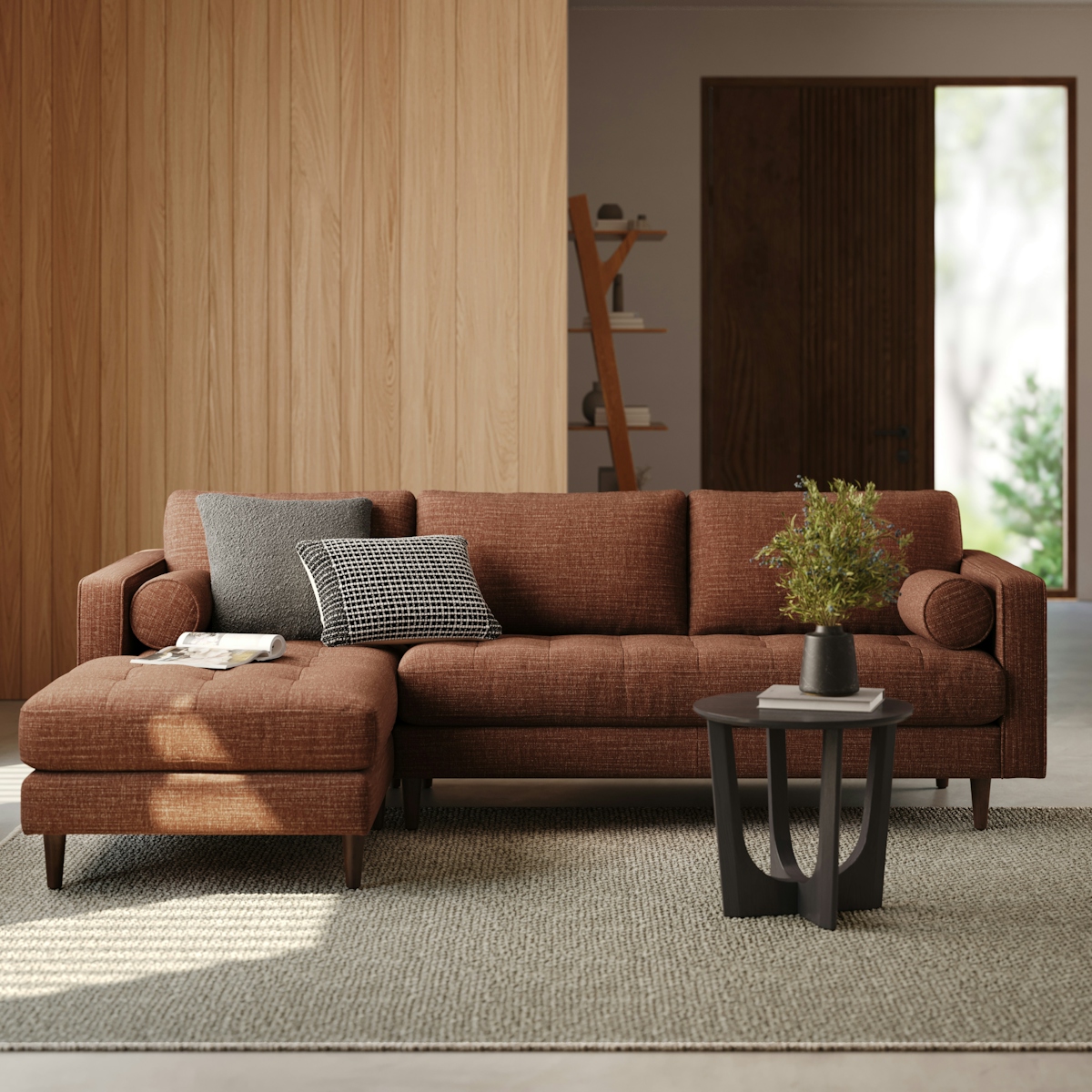 Sven Napa Rust Tufted Left Chaise Sectional Sofa Article