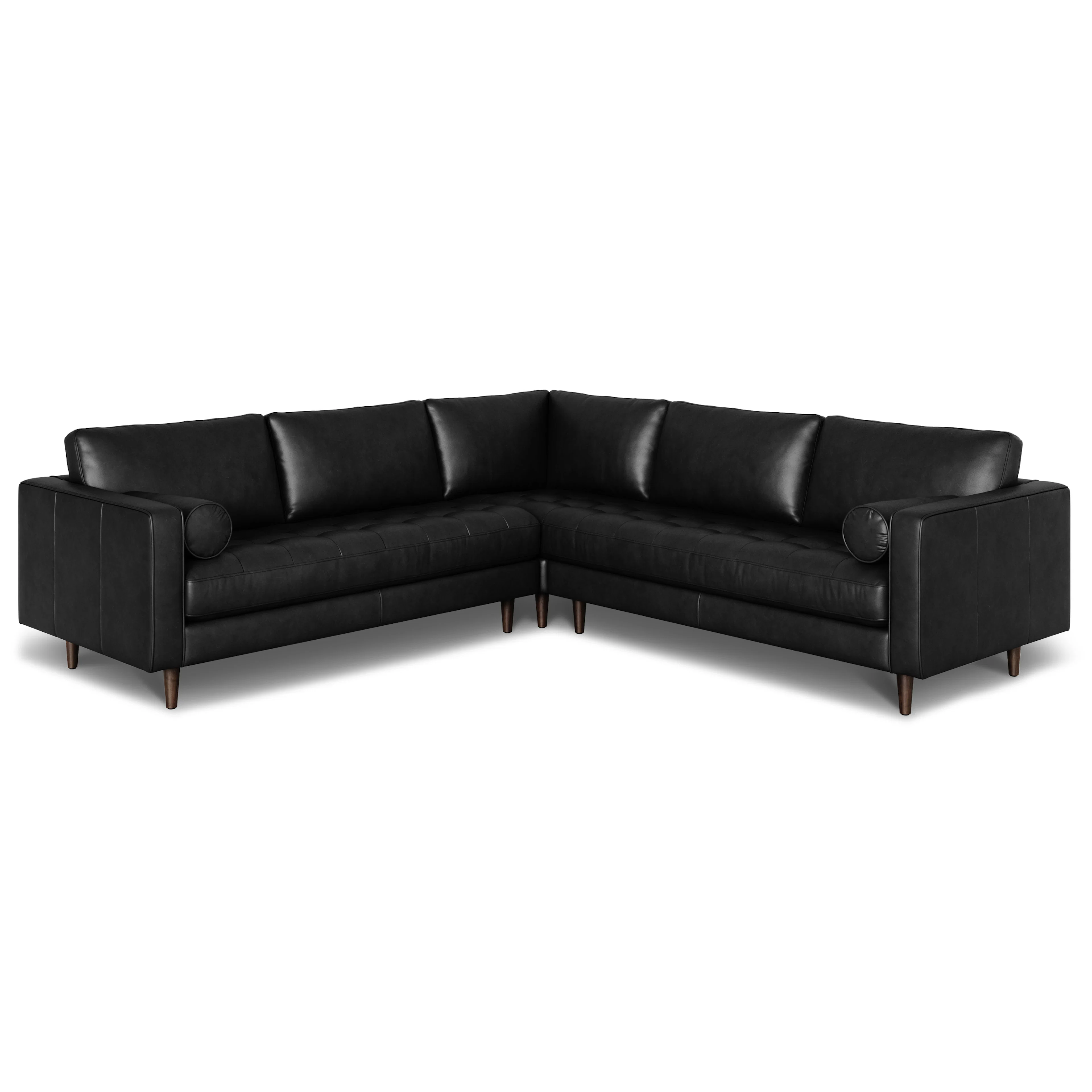 Sven 107" Tufted Leather Corner Sectional - Oxford Black
