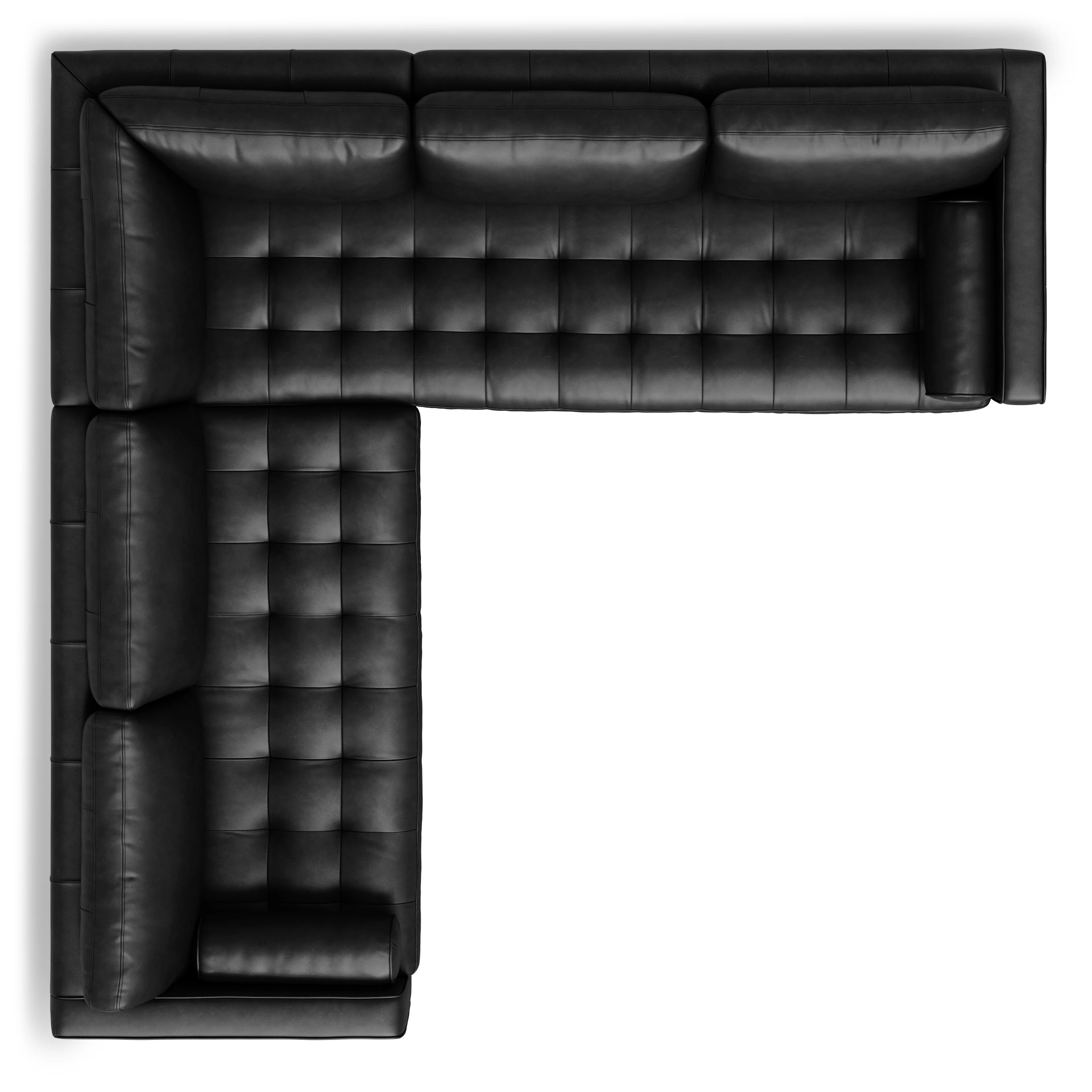 Sven 107" Tufted Leather Corner Sectional - Oxford Black
