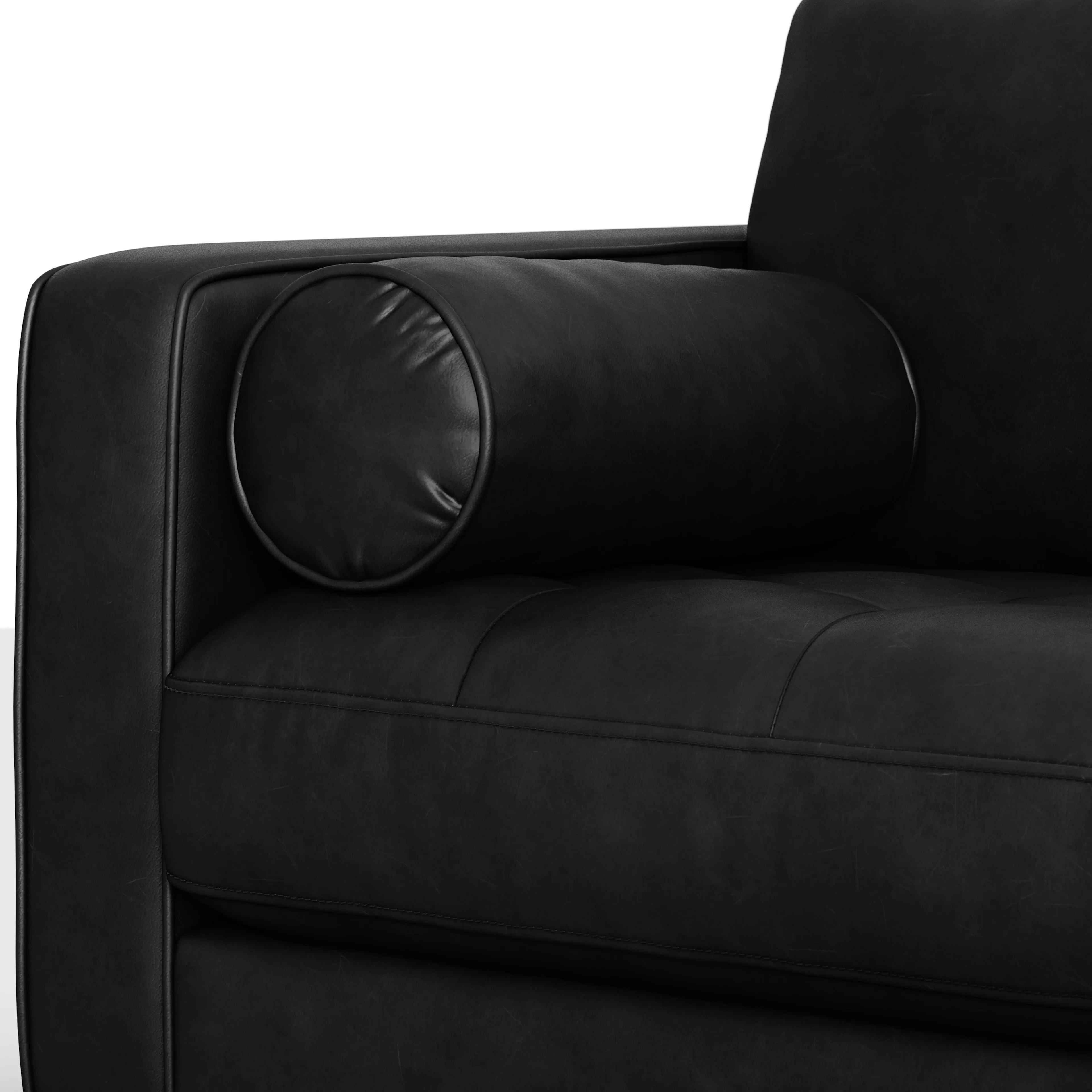 Sven 107" Tufted Leather Corner Sectional - Oxford Black