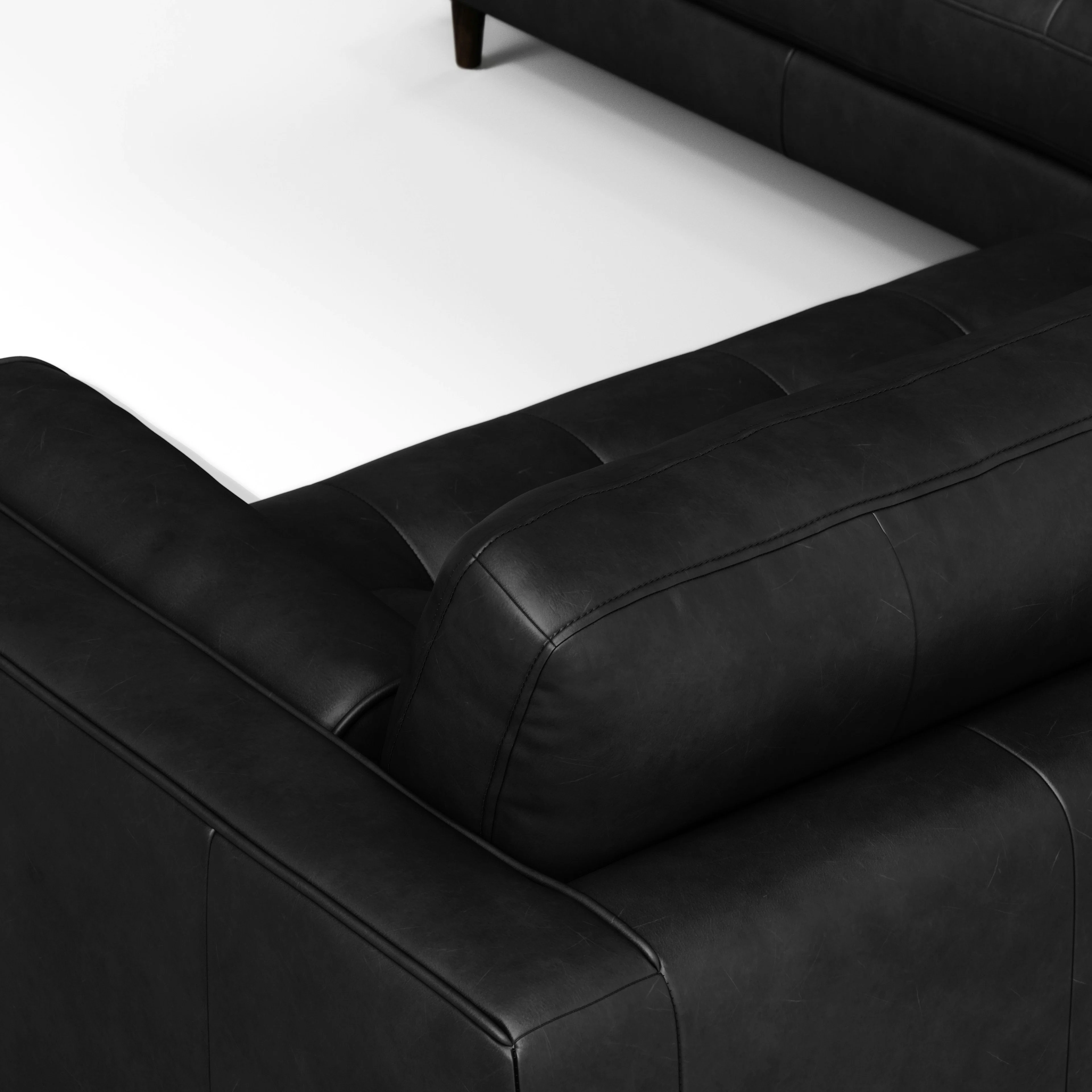 Sven 107" Tufted Leather Corner Sectional - Oxford Black