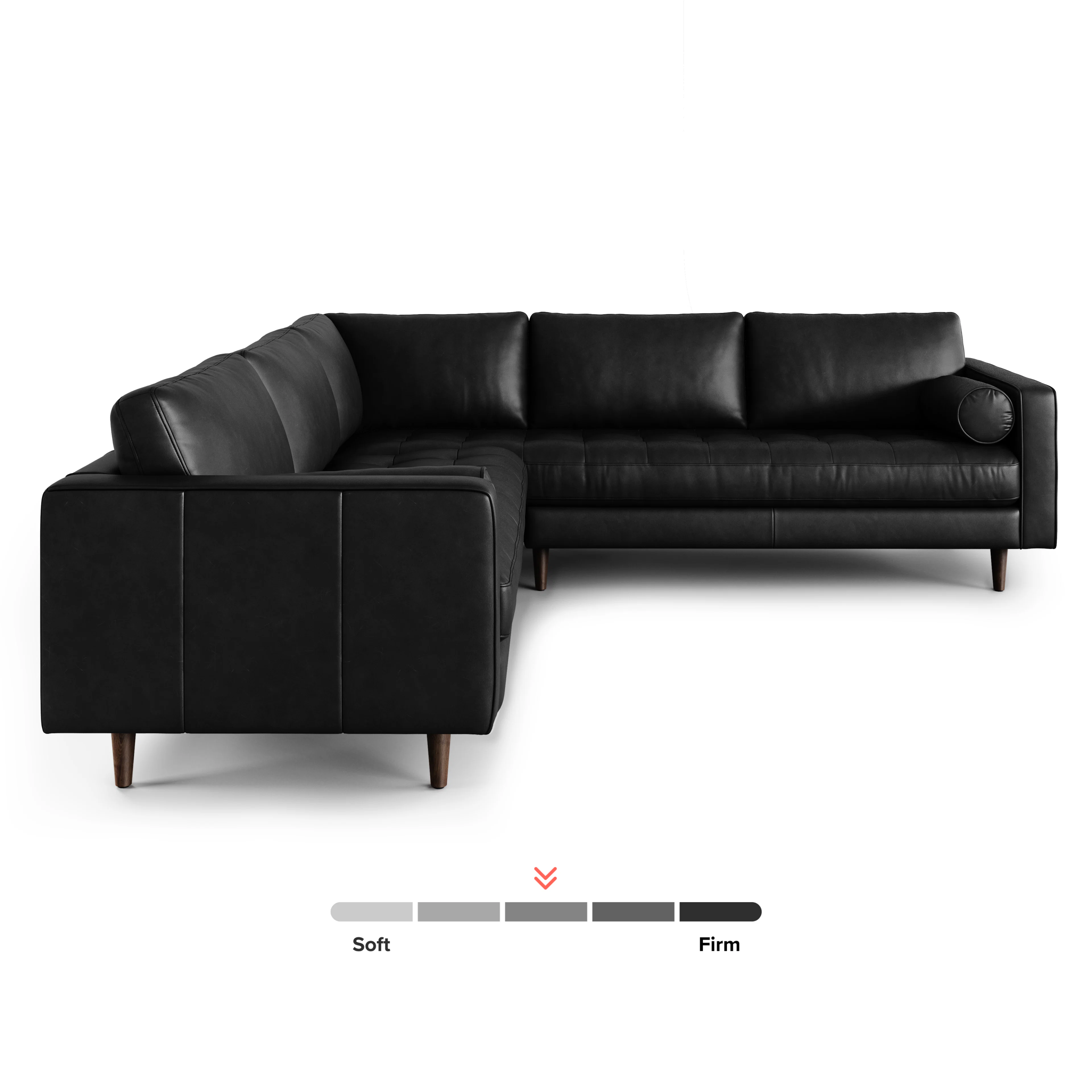 Sven 107" Tufted Leather Corner Sectional - Oxford Black