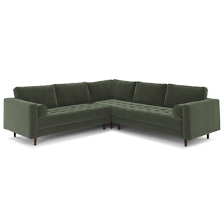 Sven Plush Pacific Green Corner Sectional Sofa