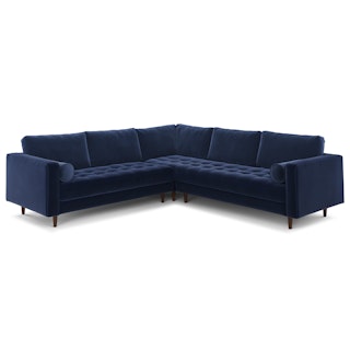 Sven Plush Cascadia Blue Corner Sectional Sofa