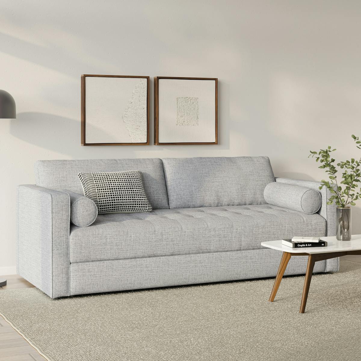 Sven Stone Gray Tufted Fold-out Sofa Bed