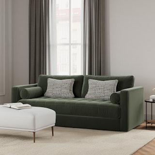 Sven 88" Tufted Velvet Sofa Bed - Plush Pacific Green