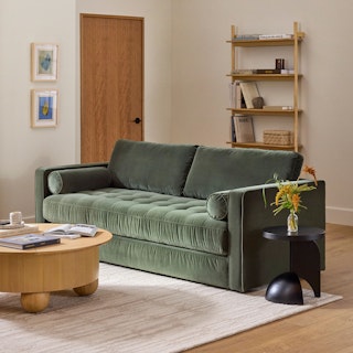 Sven 88" Tufted Velvet Sofa Bed - Plush Pacific Green