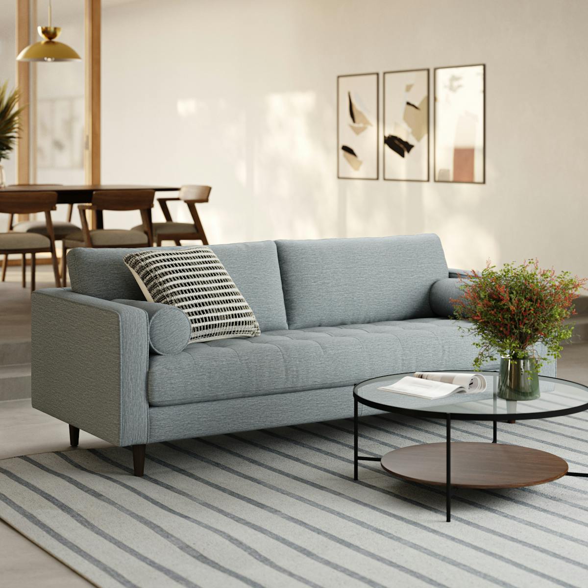 Sven Silver Light Blue Tufted Sofa | Article