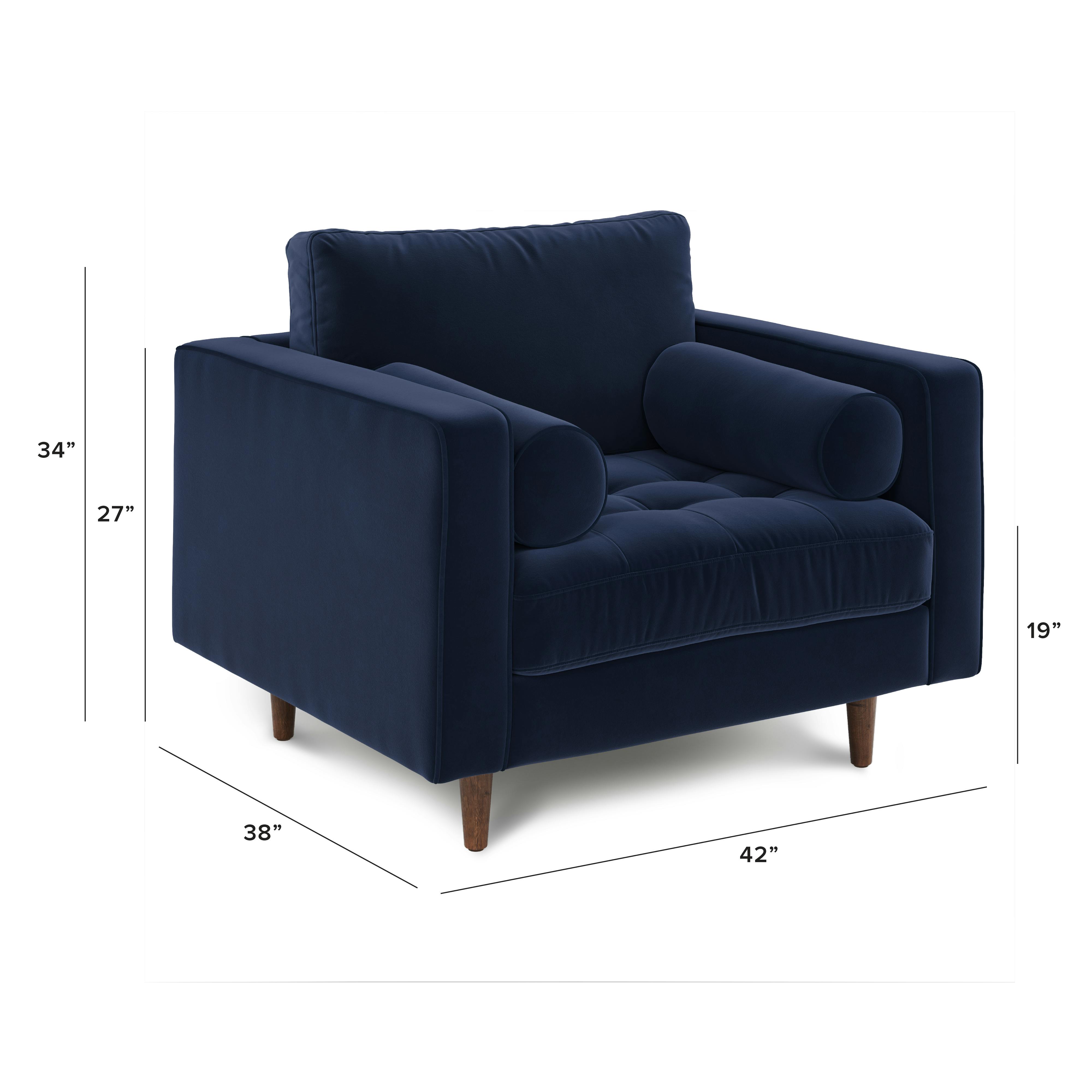 Sven Plush Cascadia Blue Tufted Velvet Lounge Chair | Article