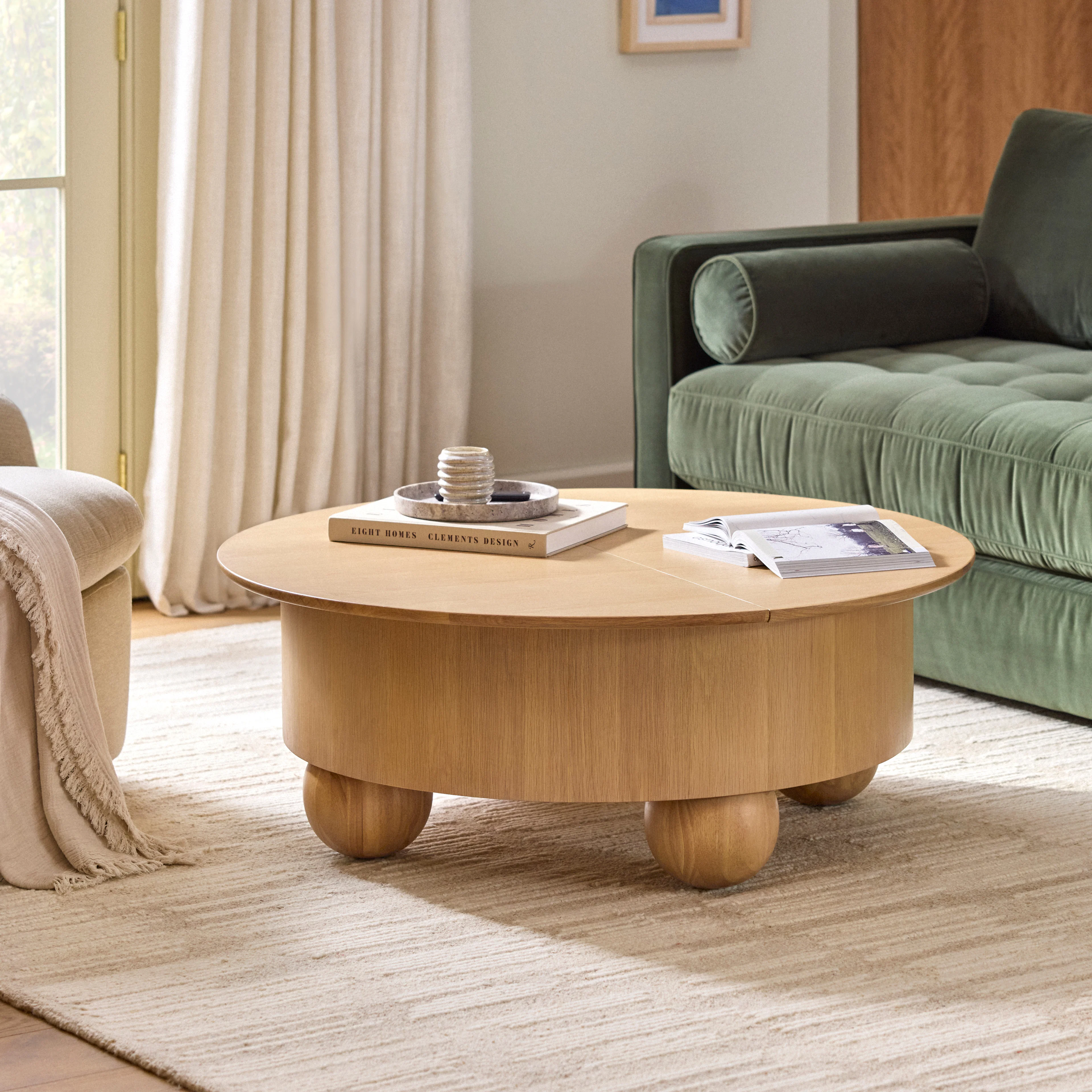 Sigrid 42.5" Storage Coffee Table - White Oak