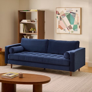 Sven 88" Tufted Velvet Sofa - Plush Cascadia Blue