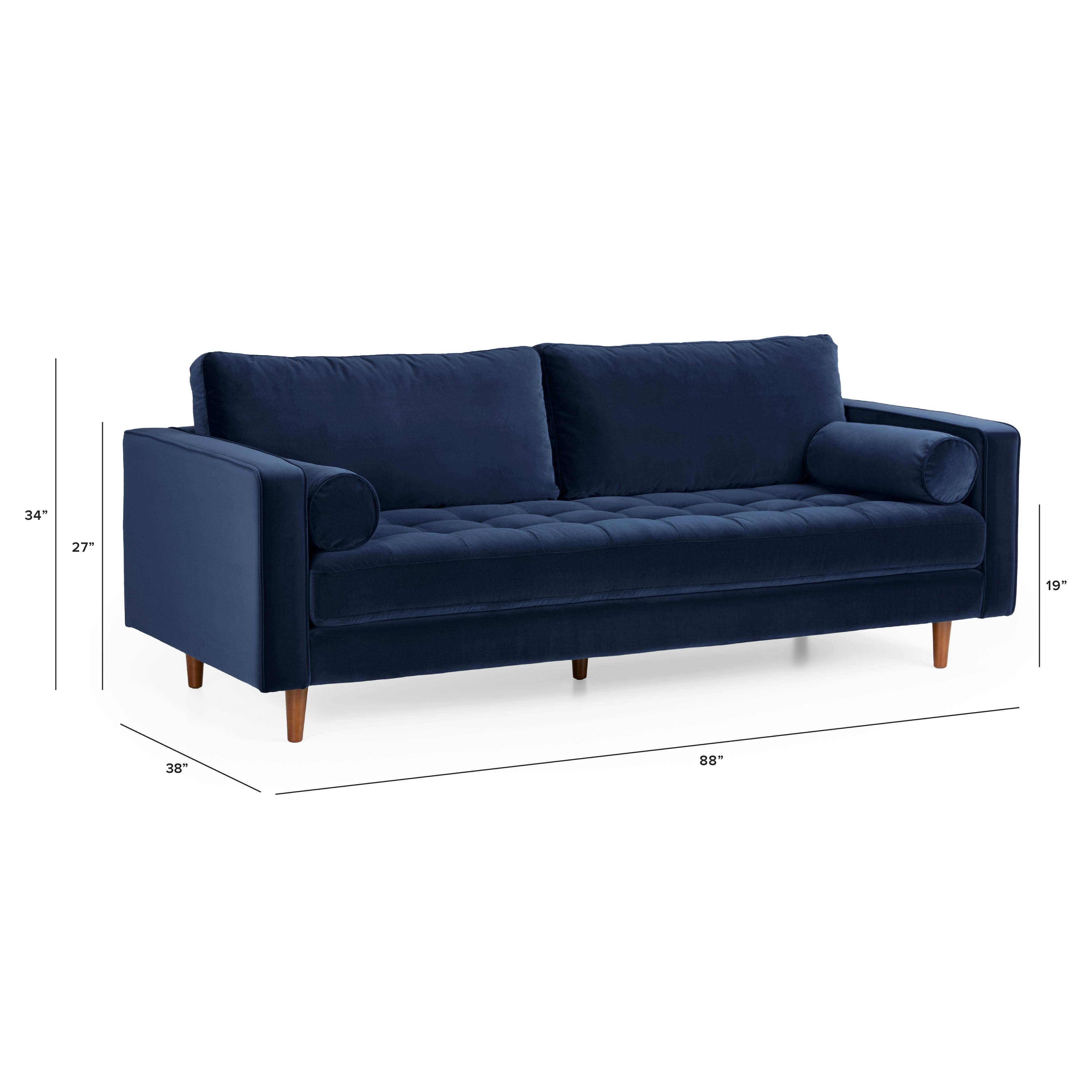 BELLA Chouchou Large Blue♡ Sven Plush Cascaida Blue Tufted Velvet Sofa | Article