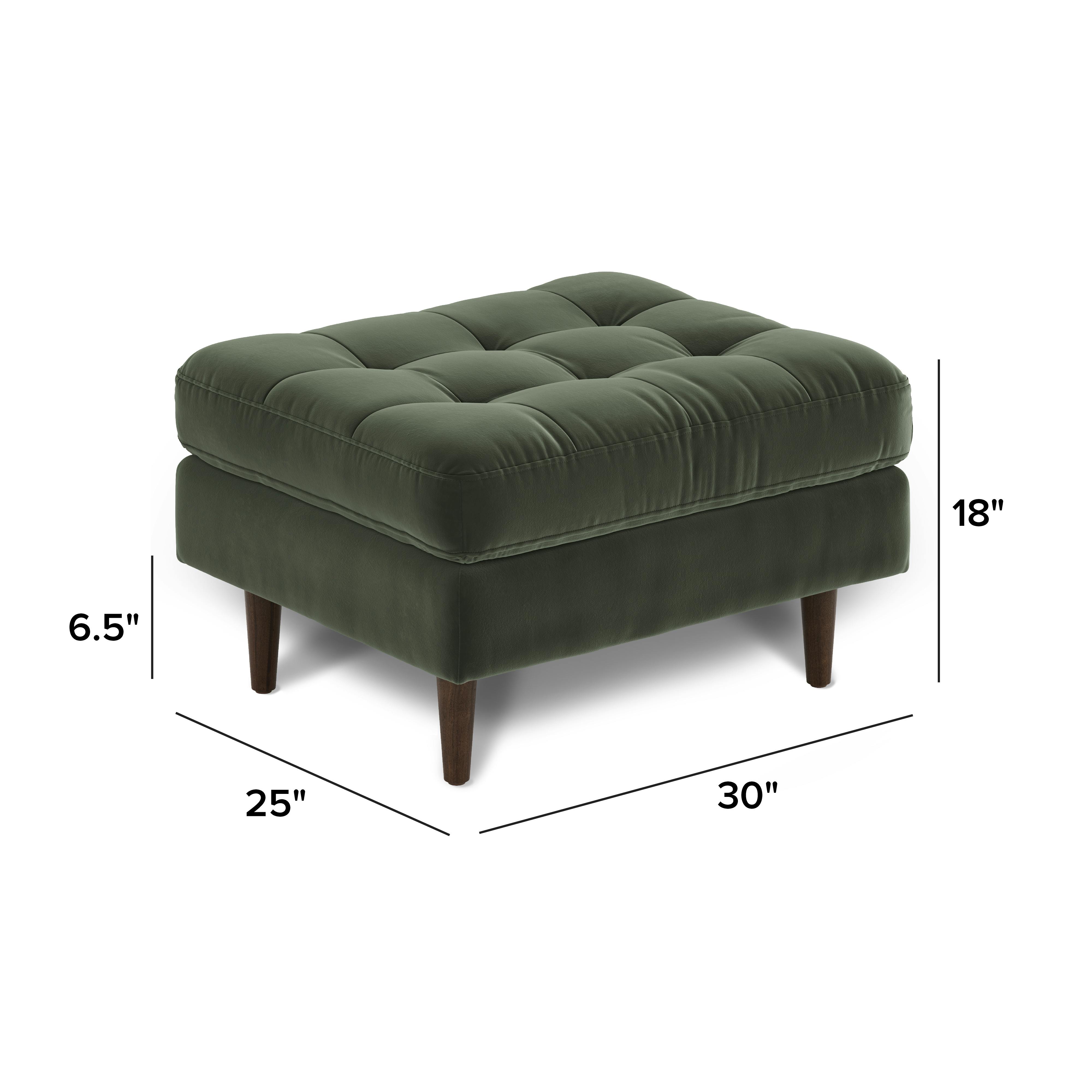 Sven Plush Pacific Green Tufted Velvet Ottoman | Article