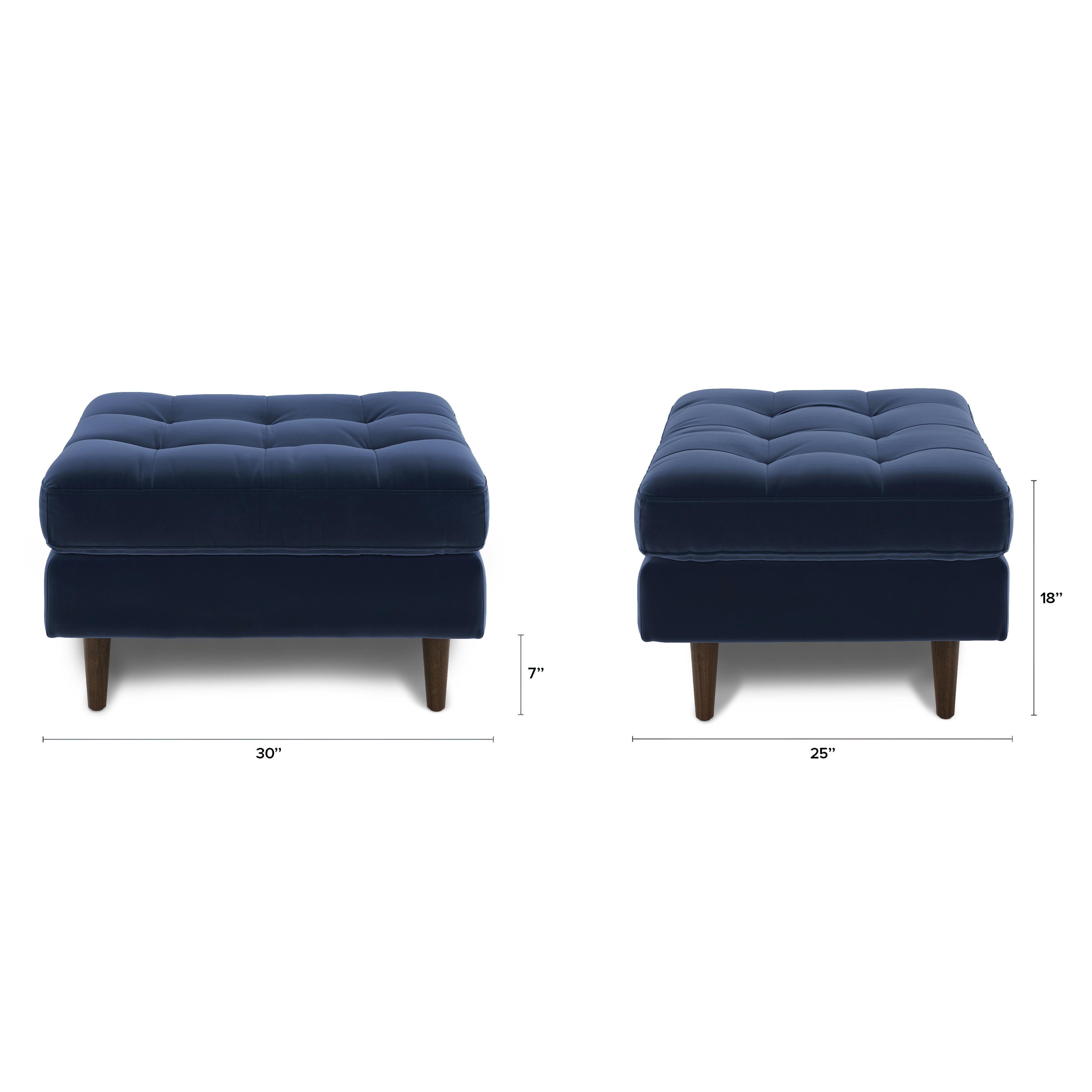 Sven Plush Cascadia Blue Tufted Velvet Ottoman | Article