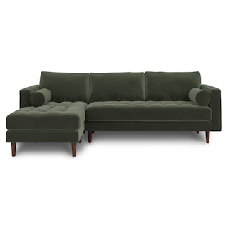 Sven Plush Pacific Green Left Sectional Sofa