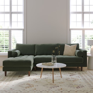 Sven 100" Tufted Velvet Left Sectional - Plush Pacific Green