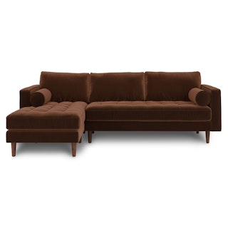 Sven Plush Pacific Brown Left Sectional Sofa