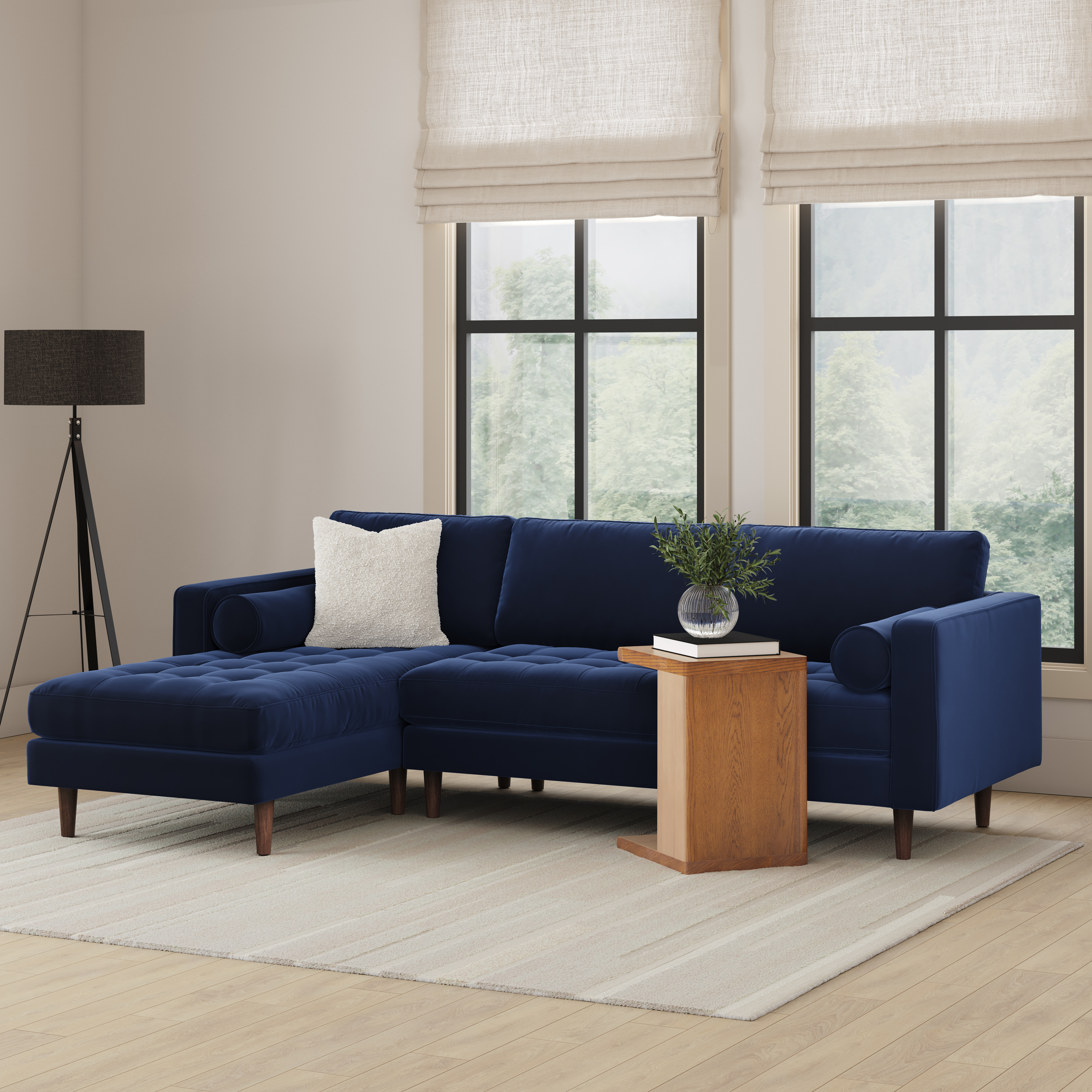 Tufted blue sectional discount