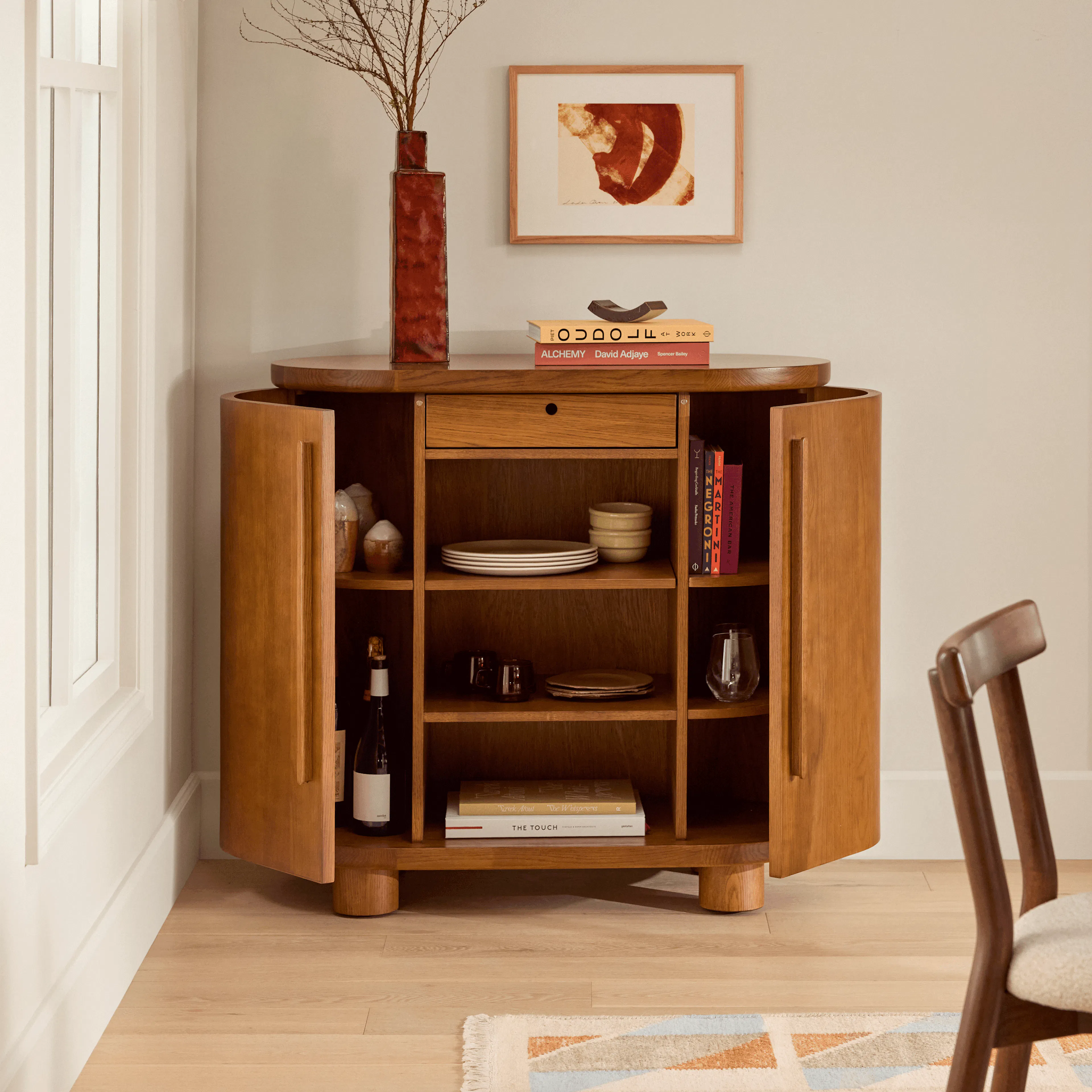 Jens 38" Bar Cabinet - Smoked Oak