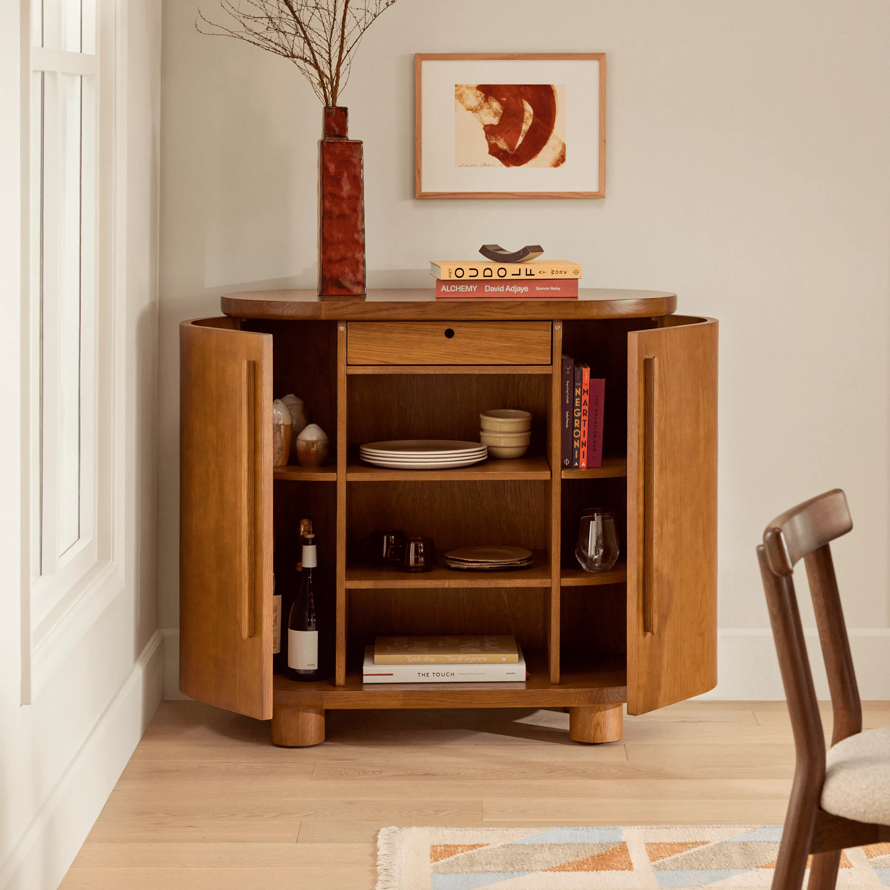 Jens 38" Bar Cabinet - Smoked Oak