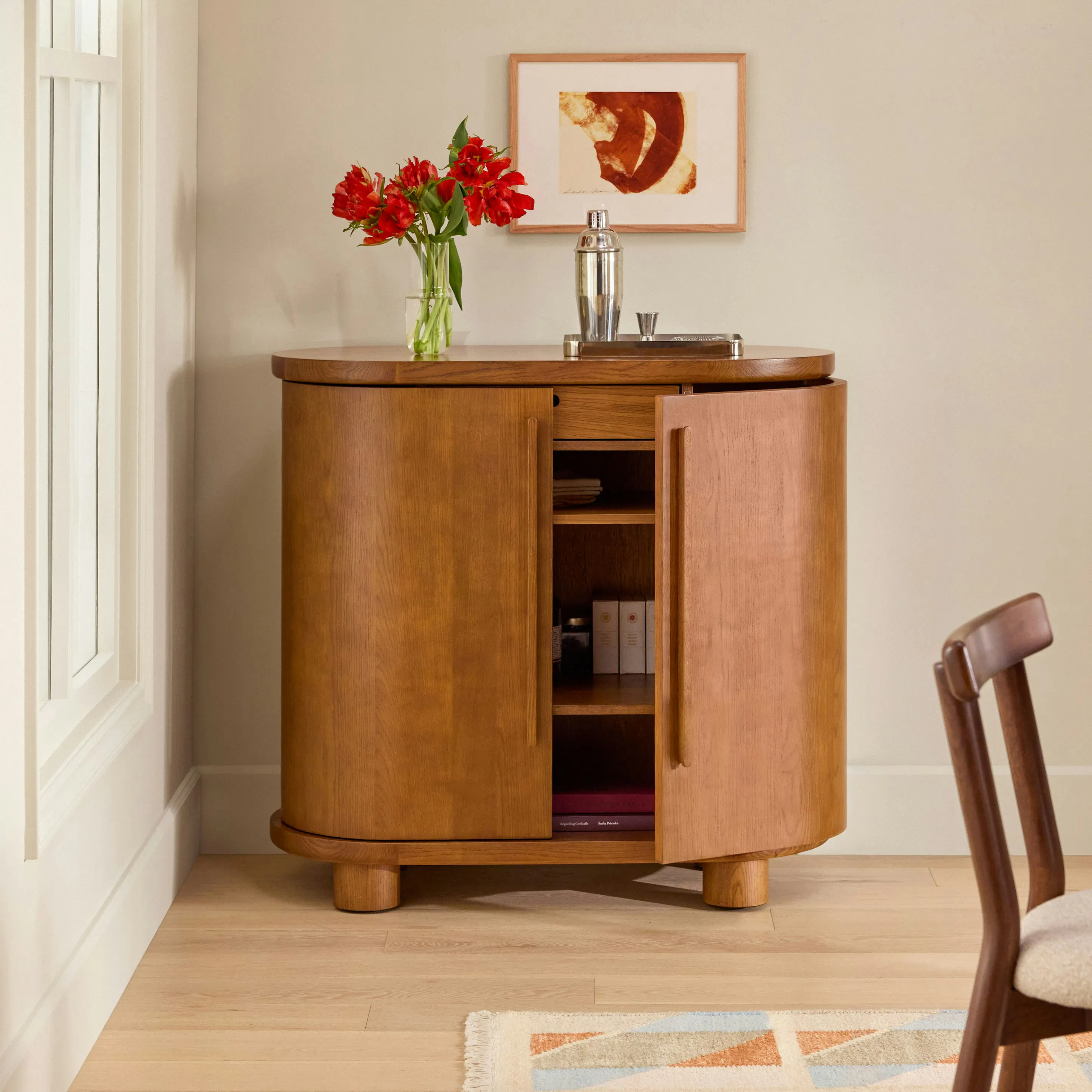 Jens 38" Bar Cabinet - Smoked Oak