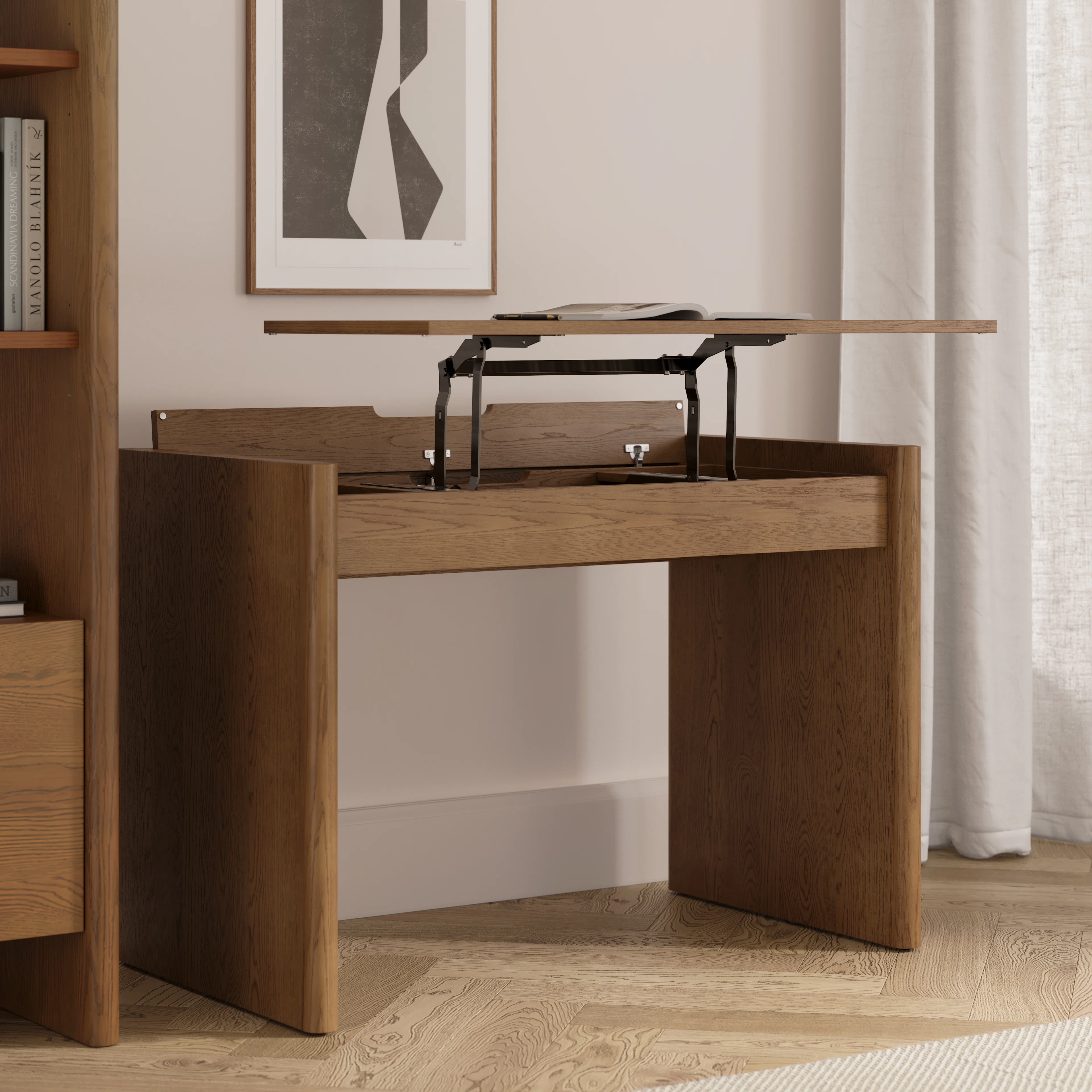 Torme 44" Adjustable Standing Desk - Smoked Oak