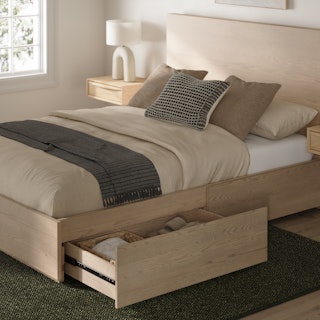 Leif Queen Storage Bed - White Oak