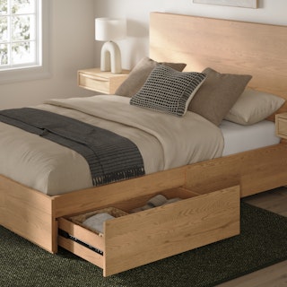 Leif Queen Storage Bed - White Oak