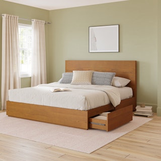 Leif King Storage Bed - Smoked Oak