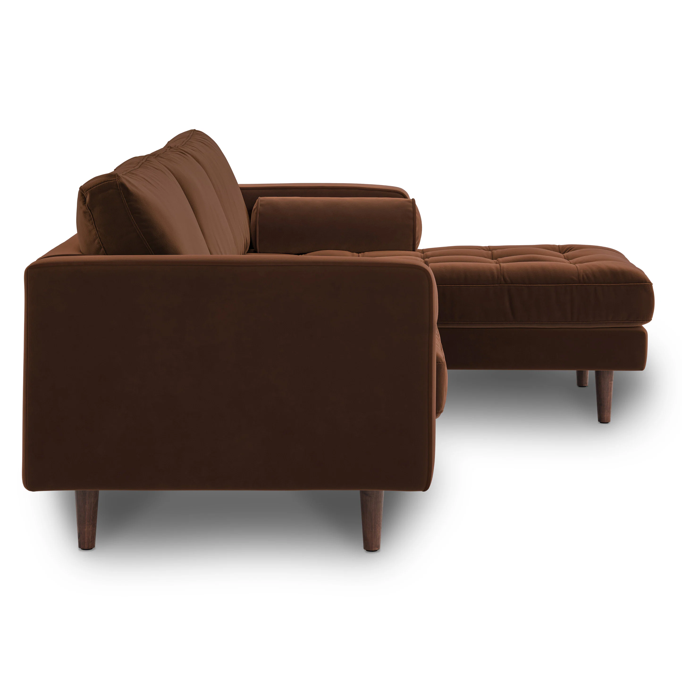 Sven 100" Tufted Velvet Right Sectional - Brown