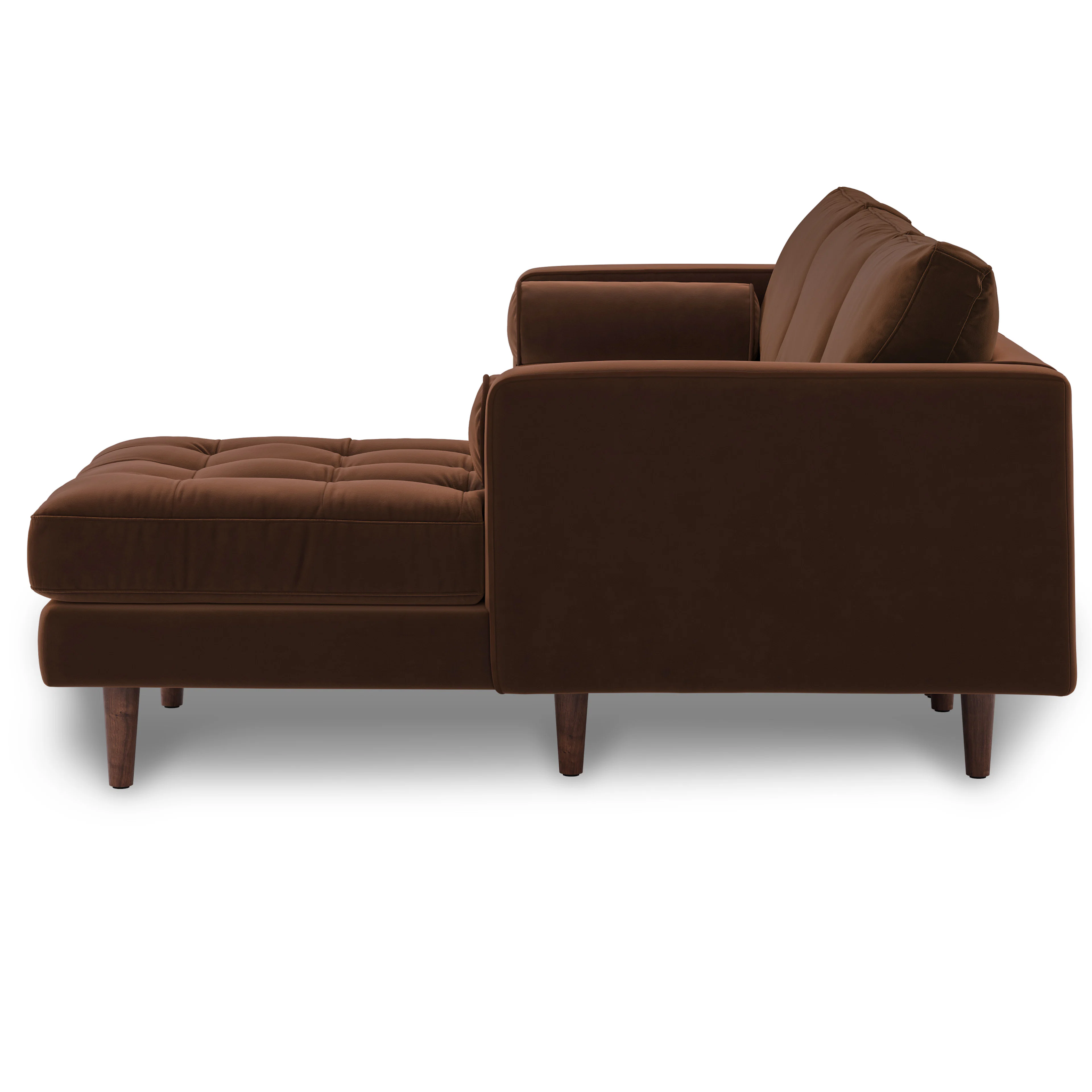 Sven 100" Tufted Velvet Right Sectional - Brown