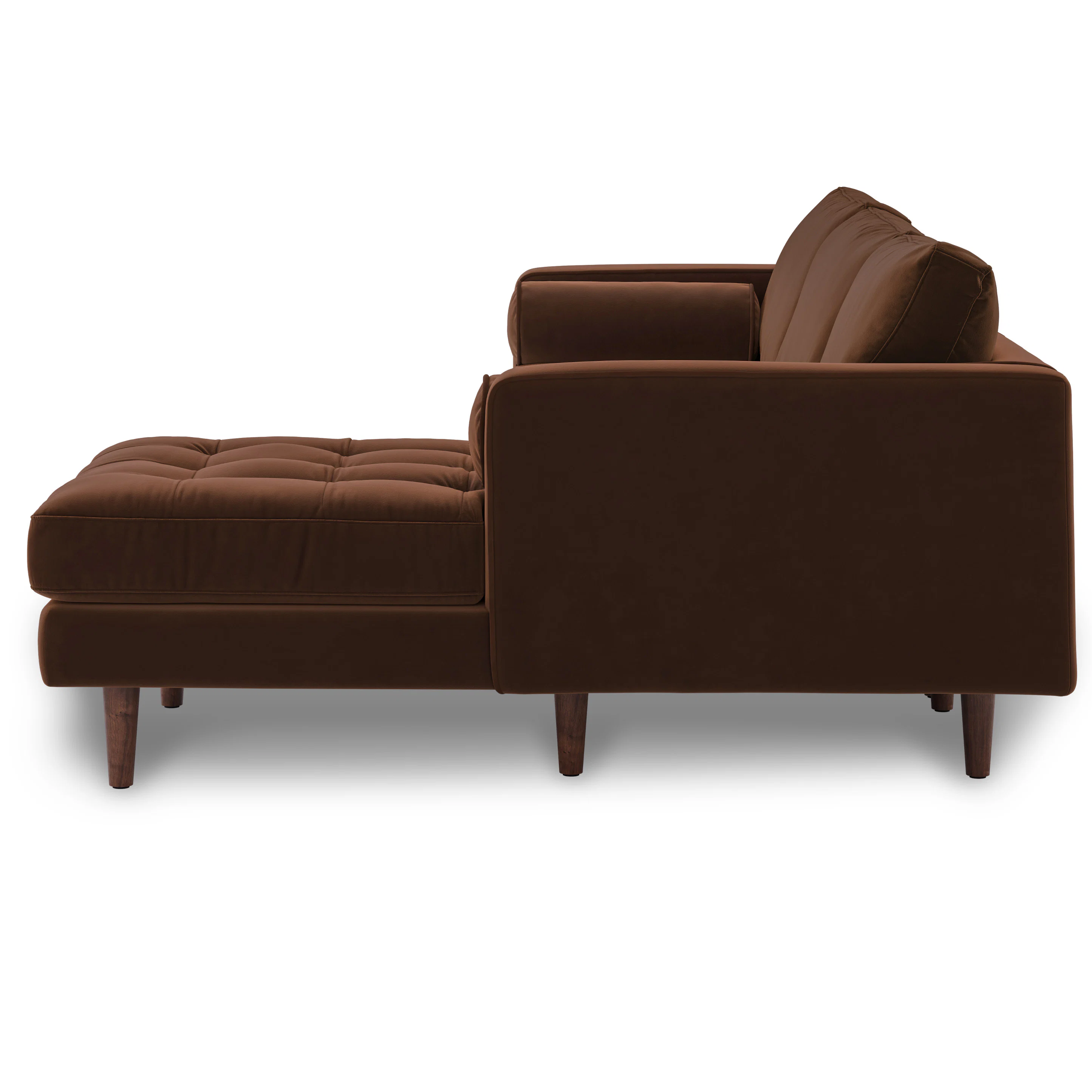 Sven 100" Tufted Velvet Right Sectional - Brown