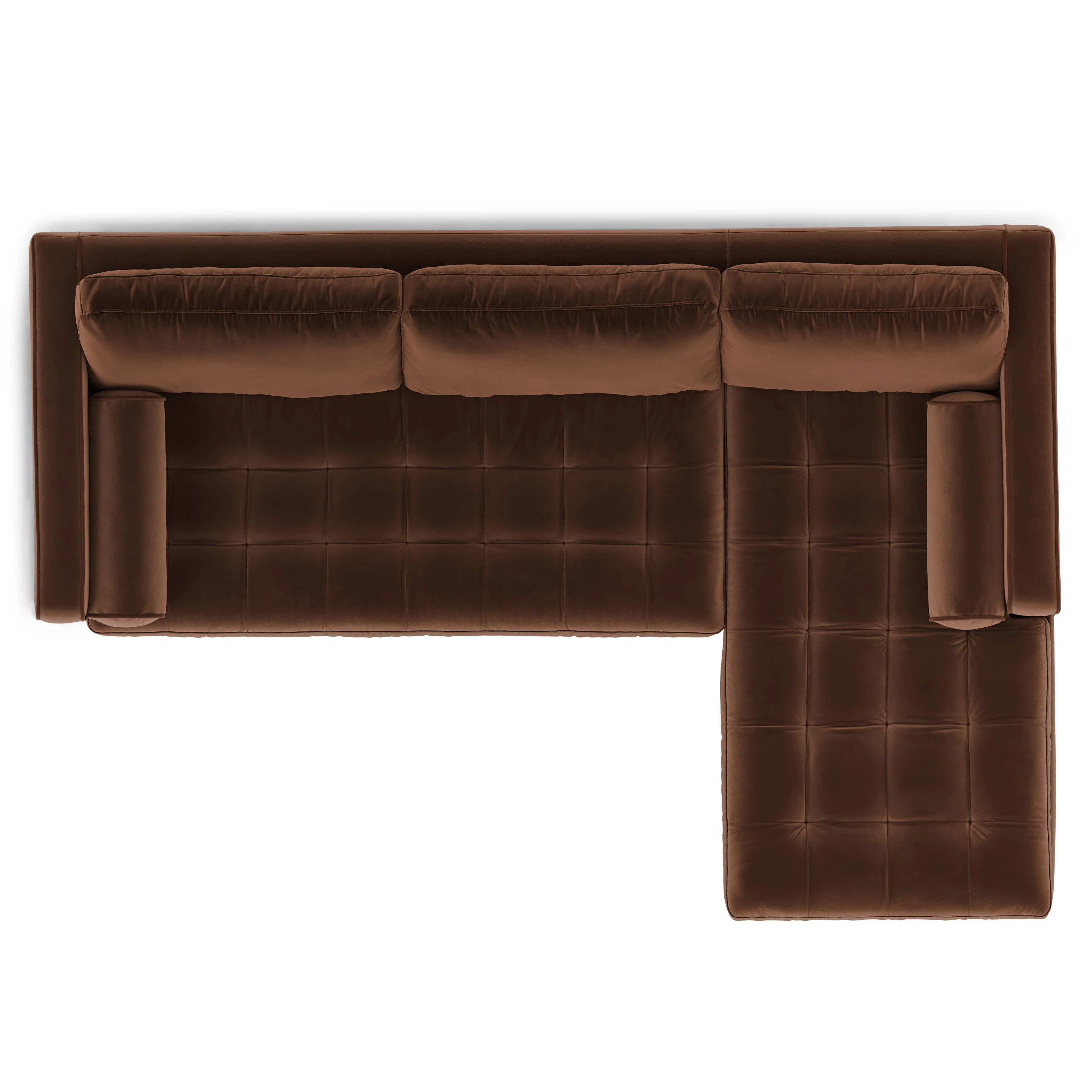 Sven 100" Tufted Velvet Right Sectional - Plush Pacific Brown