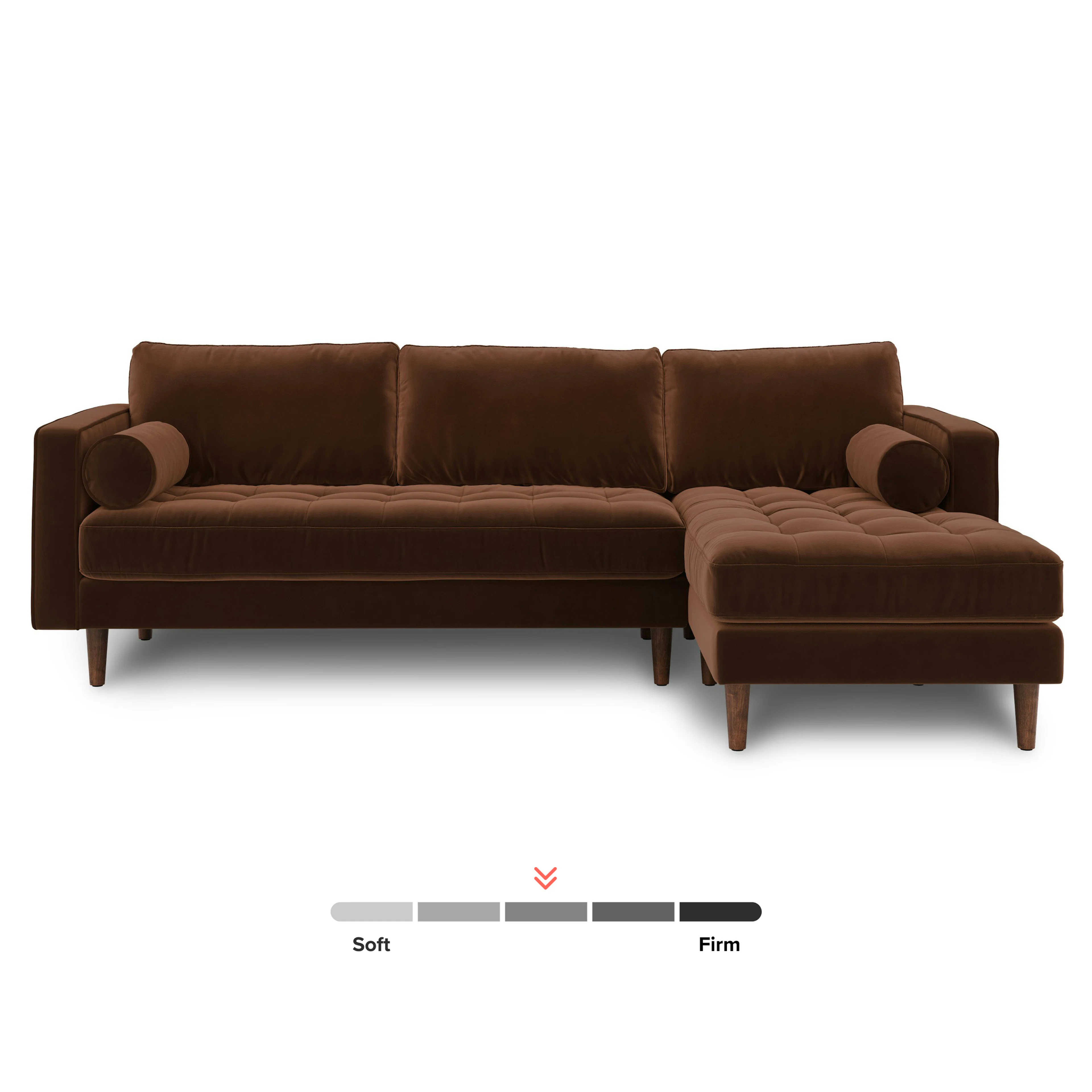 Sven 100" Tufted Velvet Right Sectional - Brown