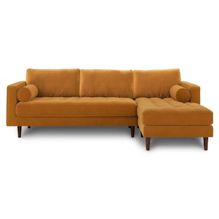 Sven Plush Pacific Ginger Right Sectional Sofa