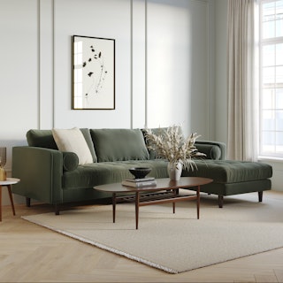 Sven 100" Tufted Velvet Right Sectional - Plush Pacific Green