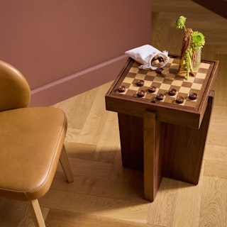 Harmon Walnut Checkerboard Side Table