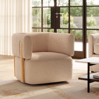 Julie 32" Swivel Chair - Sandstone Wool Bouclé