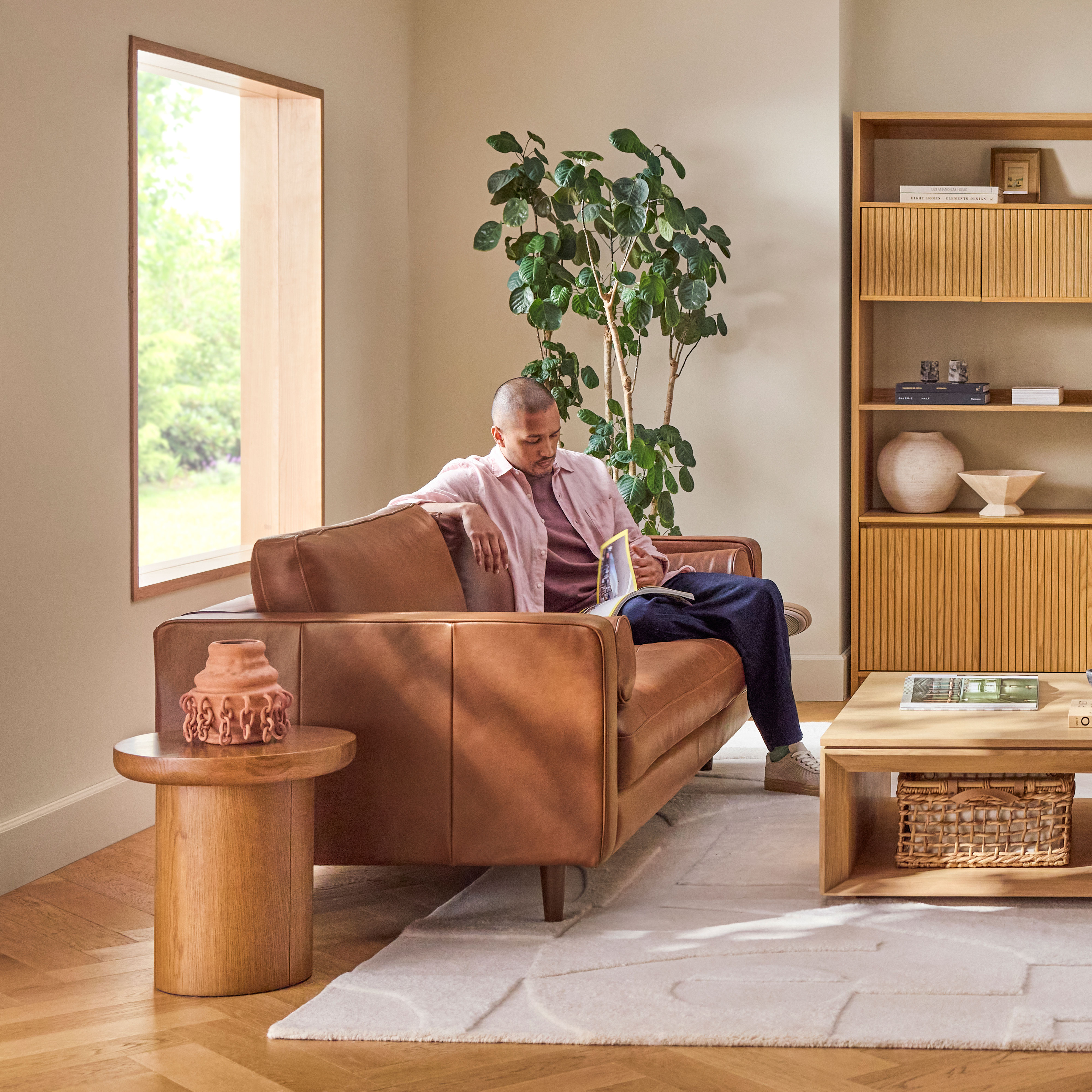 Sven Taos Brown Tufted Leather Sofa | Article