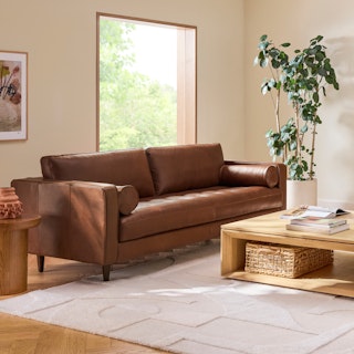 Sven 88" Tufted Leather Sofa - Taos Brown