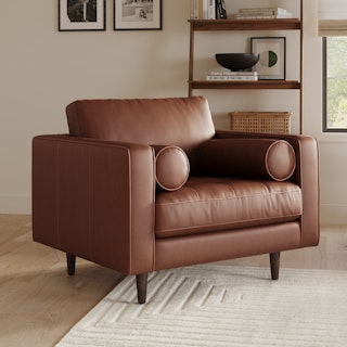 Sven 42" Tufted Leather Lounge Chair - Taos Brown