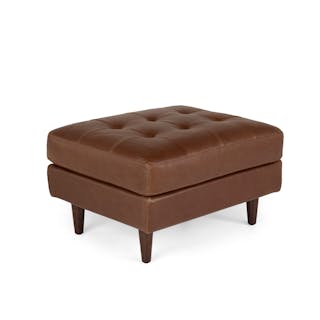 Sven 30" Tufted Leather Ottoman - Taos Brown