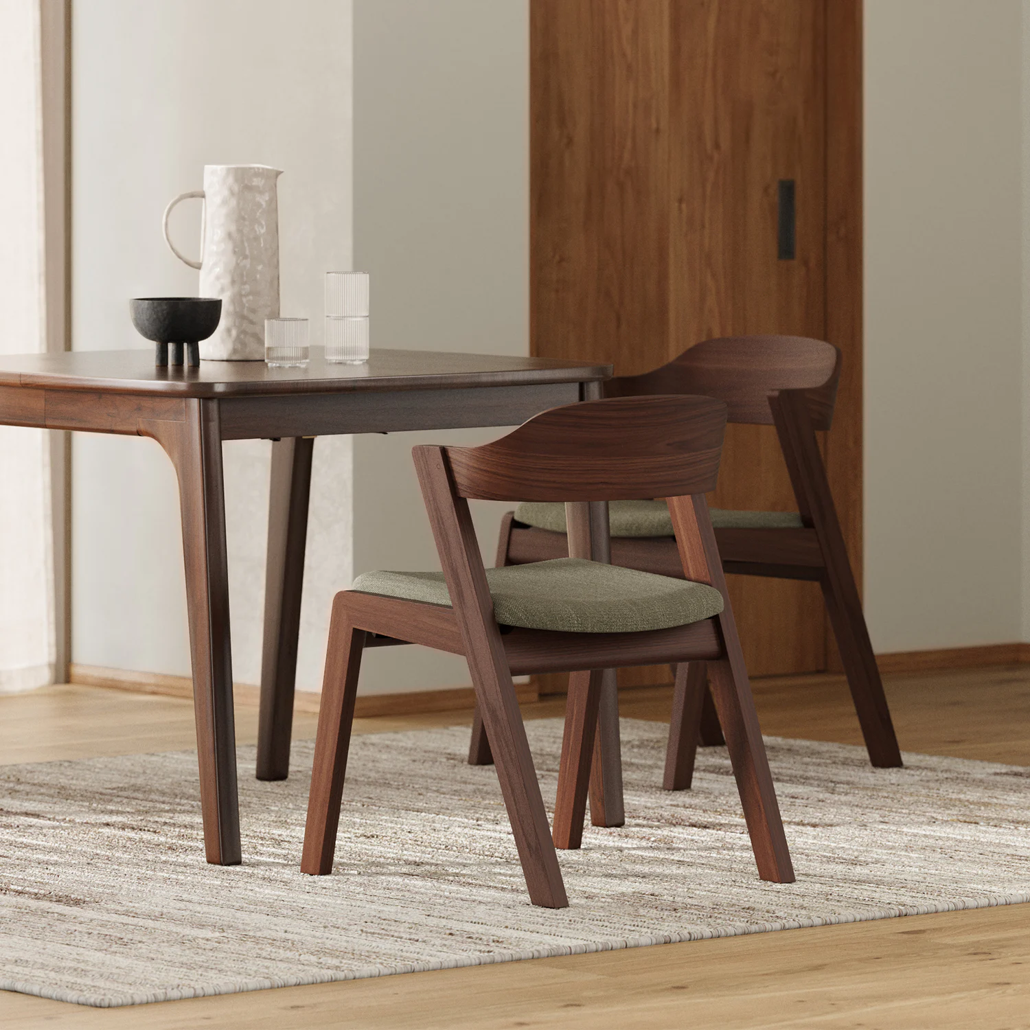 Meja Dining Chair - Walnut and Algonquin Green