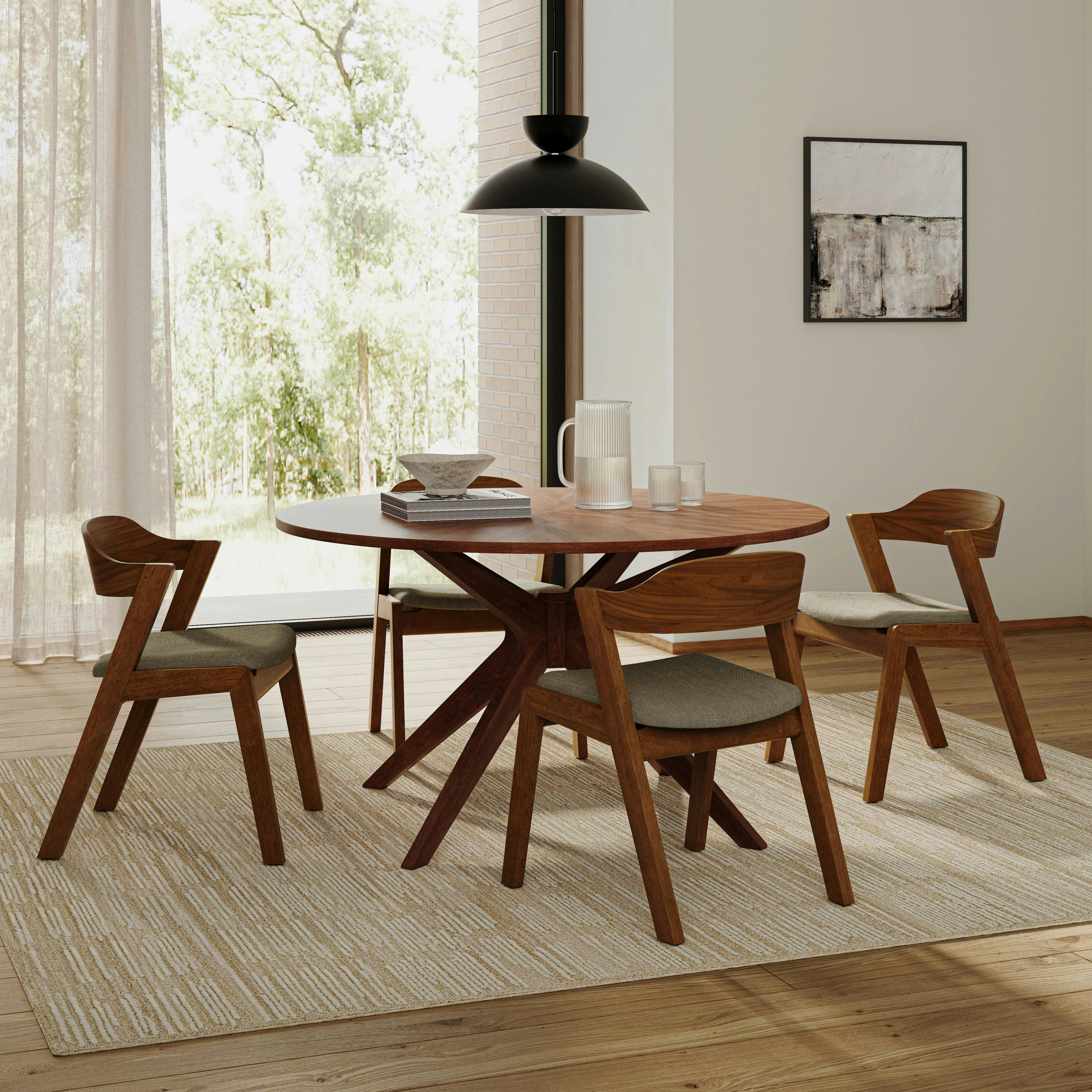 Meja Green Fabric + Walnut Wood Dining Chair | Article