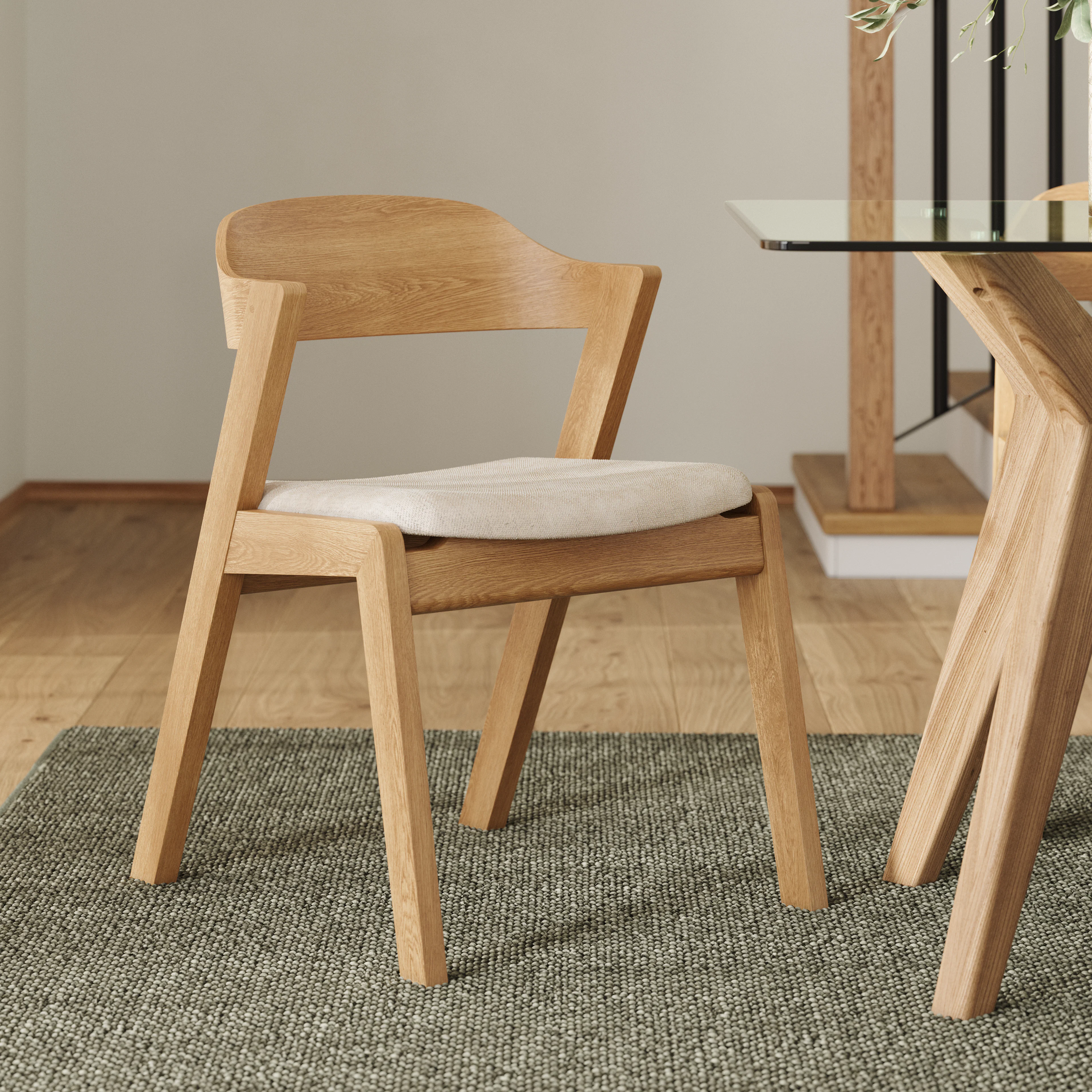 Meja Dining Chair - Oak and Bristol Ivory