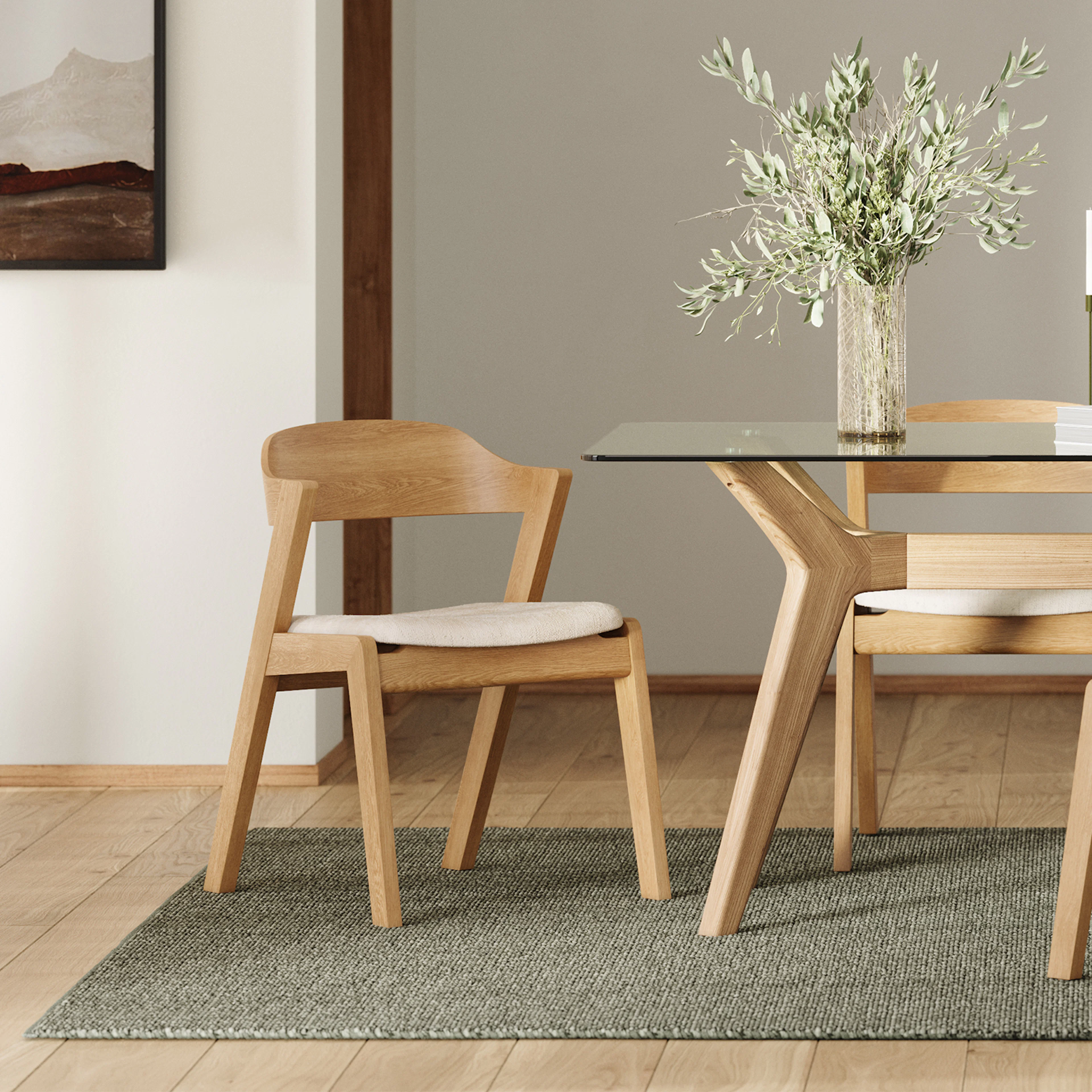 Meja Dining Chair - Oak and Bristol Ivory
