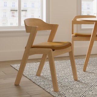 Meja Leather Dining Chair - Oak and Taos Tan